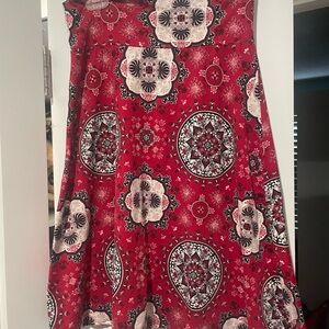 Elegant Red Patterned A-Line Skirt